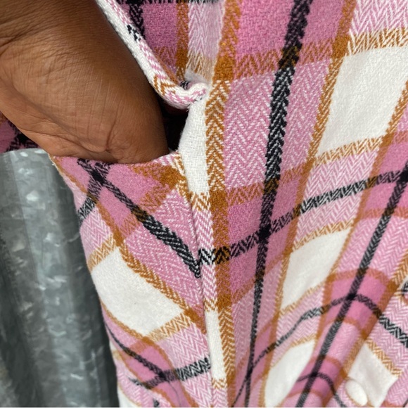 Pink Multicolor Plaid Shacket Coat Size Medium - Picture 2 of 7